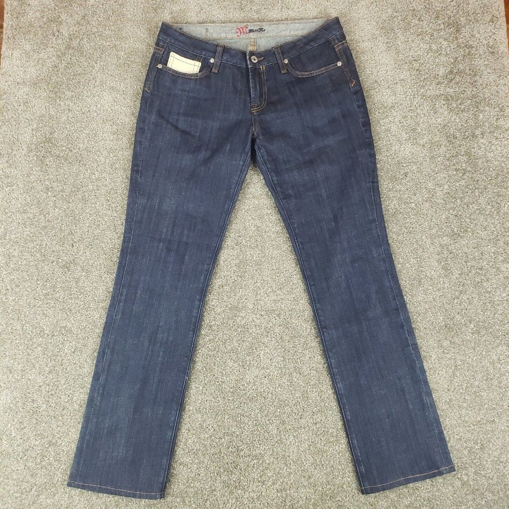Miss Me Jeans 30 (33x31) Womens Straight Leg Dark Rinse Low Rise Stretch Denim